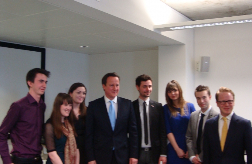 Mr Cameron with Ben Gummer and team
