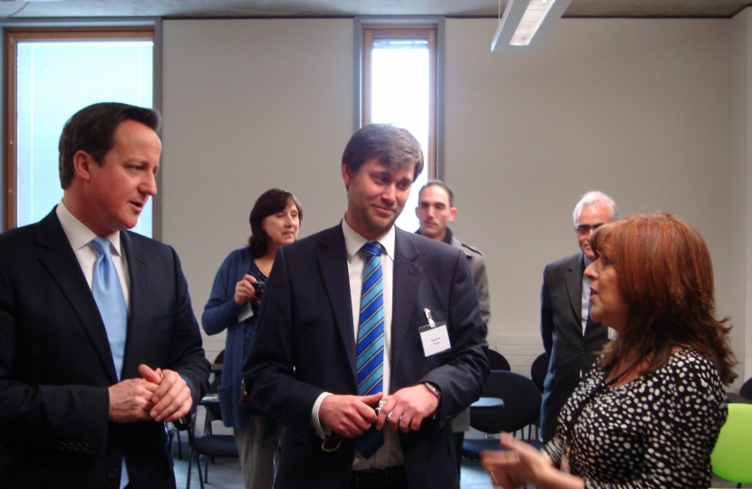 Mr Cameron with Cllrs Pope and Cenci